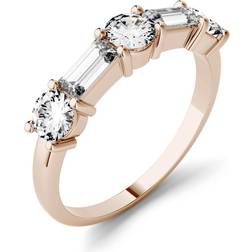 Charles & Colvard Moissanite Round and Baguette Stackable Ring - Rose Gold/Diamonds