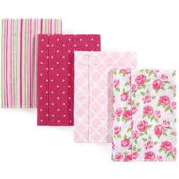 Hudson Flannel Burp Cloth 4-pack Rose