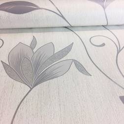 Advantage Synergy Dove Grey Floral Glitter Wallpaper