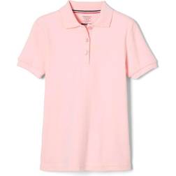 French Toast Girl's Short Sleeve Interlock Polo with Picot Collar - Pink