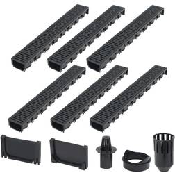 vidaXL Canaux de drainage 6 pcs Plastique Noir Extérieur