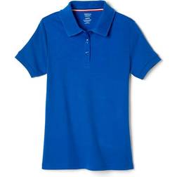 French Toast Girl's Short Sleeve Interlock Polo with Picot Collar - True Royal Blue