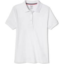 French Toast Girl's Short Sleeve Interlock Polo with Picot Collar - White