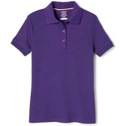 French Toast Girl's Short Sleeve Interlock Polo with Picot Collar - Purple