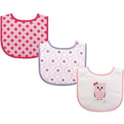 Luvable Friends Drooler Bib 3-pack Pink Owl