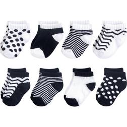 Luvable Friends No Show Socks 8-pack - Black and White (10728143)