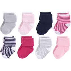 Luvable Friends Baby Girl Fun Essential Socks - Navy/Pink (10728134)