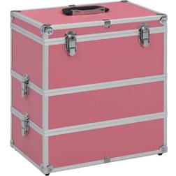 vidaXL Mallette à Maquillage Mallette de Beauté Valise Cosmétique Coffret de Maquillage Boîte à Maquillage Stockage 37x24x40 cm Rose Aluminium