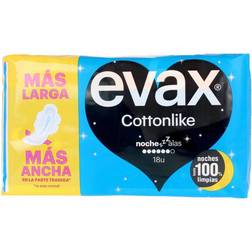 Evax Night Sanitary Pads with Wings Evax Cottonlike (18 uds) 18-pack