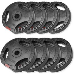 Gorilla Sports Tri Grip Weight Plate Set 4x 5KG 4x 2.5KG