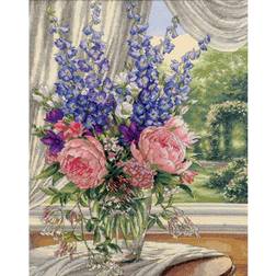 Dimensions/Gold Collection Counted Cross Stitch Kit 12"X15"-Peonies/Delphiniums (18 Count)