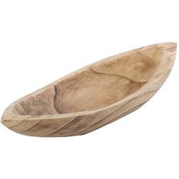 Wood Carved Boat Shaped Serving Bowl