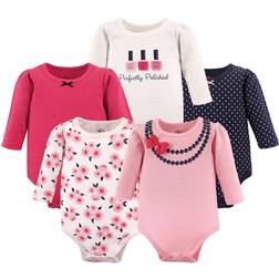 Little Treasure Long-Sleeve Bodysuits 5-pack - Bow Necklace