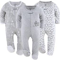 The Peanutshell Sleep n Play Pajamas 3 Pack - Grey Safari (1536SL3W)