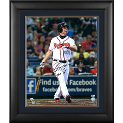 Fanatics Chipper Jones Atlanta Braves Autographed Photograph Hitting with "HOF 18" Inscription Photo Frame