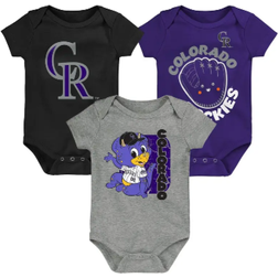 Outerstuff Colorado Rockies Change Bodysuit Up 3-Pack - Black/Purple/Gray