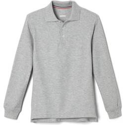 French Toast Toddler Boy's Long Sleeve Pique Polo - Heather Gray