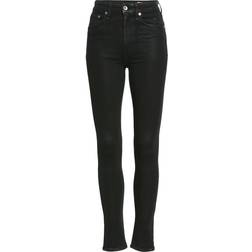 Rag & Bone Nina High Waist Coated Ankle Skinny Jeans - Coated Black