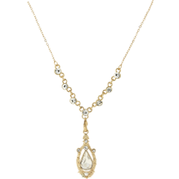 1928 Jewelry Suspended Teardrop Necklace - Gold/Transparent