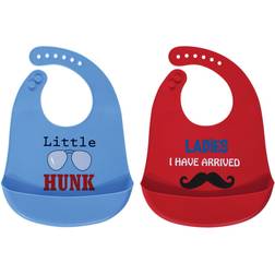 Luvable Friends Easy Wipe Silicone Bib with Pocket 2-pack Ladies I have Arrived