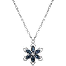 1928 Jewelry Flower Necklace - Silver/Blue/Transparent