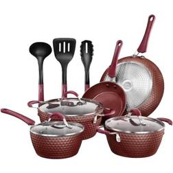 NutriChef Diamond Pattern Cookware Set with lid 11 Parts