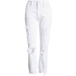 Frame Le High Ankle Straight-Leg Jeans - Blanc Destruct