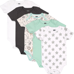 The Peanutshell Short Sleeve Bodysuits 5 Pack - Safari