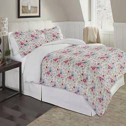 Pointehaven 175 GSM Soft Floral Duvet Cover Red, Blue (279.4x243.84cm)