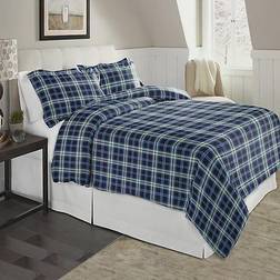 Pointehaven 175 GSM Plaid Duvet Cover Blue, Black (279.4x243.84cm)