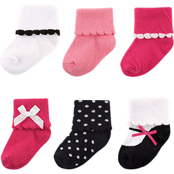Luvable Friends Dressy Socks 6-pack - Dark Pink/Black