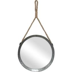 Stonebriar Collection 11.9" Suspended Round Galvanized Metal Wall Mirror 20.3x30.2cm