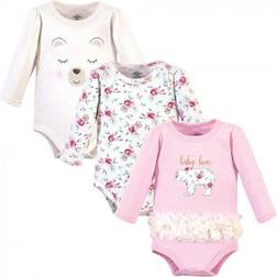 Little Treasures Cotton Bodysuits 3-pack - Floral Baby Bear (10177663)