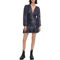 Maje Fully Draped Lame Dress - Navy