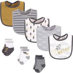 Hudson Cotton Bib and Sock Set Blast Off