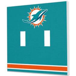 Strategic Printing Miami Dolphins Stripe Double Toggle Light Switch Plate