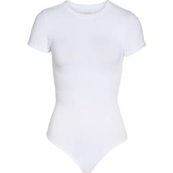 Yummie Short Sleeve Shaping Thong Bodysuit - White