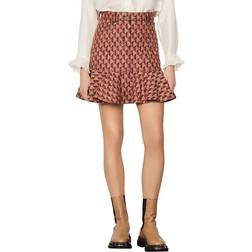 Sandro Pauline Logo Denim Jacquard Mini Skirt - Pink