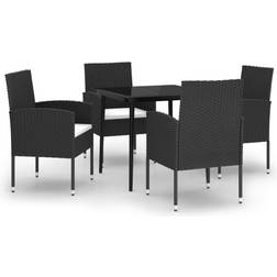 vidaXL Puutarharuokailuryhmä 5 osaa Musta
