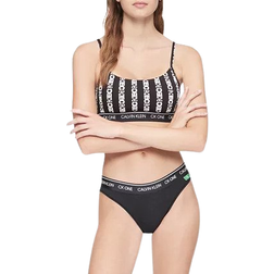 Calvin Klein One Cotton Unlined Bralette - One Logo Stripe Black