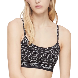 Calvin Klein One Cotton Unlined Bralette - Outline Star Print Black