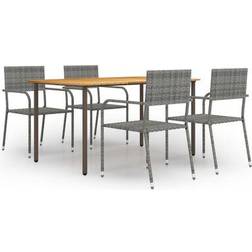 vidaXL À Díner Jardin 5 pcs Table et Chaises de de Mobilier de Salle À Manger de Terrasse Extérieur Résine Tressée Anthracite Ensemble repas de patio, 1 Table incluse 4 Chaises