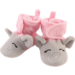 Hudson Animal Fleece Lined Booties - Pink and Gray Elephant