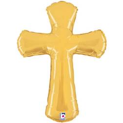 Gold Cross Shape Mylar Balloon