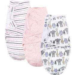 Hudson Quilted Cotton Swaddle Wrap 3-pack Pink Safari