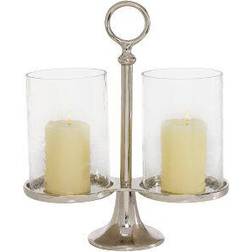 Olivia & May Hurricane Aluminum/Glass Textured Candle Holder Candle Holder 36.6cm