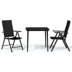 vidaXL 3 pcs Dining Set Para Black Garden Juego de comedor de patio, 1 Mesa incl. 2 Sillas