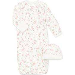 Little Me Vintage Rose Sleeper Gown & Hat - Pink