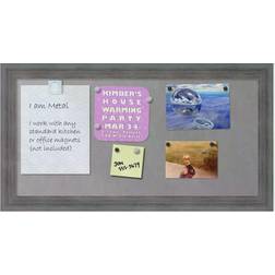 Amanti Art Rustic Gray Magnetic Bulletin Board Notice Board 66x35.6cm