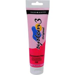 Daler Rowney System 3 Acrylics Fluorescent Pink, 150 ml tube